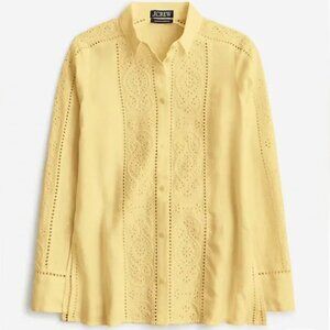 J. Crew Garçon Classic Shirt in Eyelet Linen Yellow